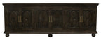 103" Black Distressed Solid Wood Carved Floral Sideboard with Six Doors