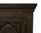103" Black Distressed Solid Wood Carved Floral Sideboard with Six Doors