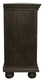 103" Black Distressed Solid Wood Carved Floral Sideboard with Six Doors