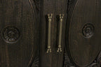 73" Black Distressed Solid Wood Carved Floral Sideboard with Four Doors