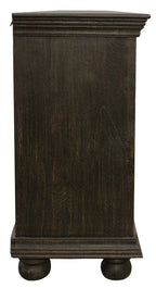 73" Black Distressed Solid Wood Carved Floral Sideboard with Four Doors