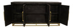 76" Black Distressed Solid Wood Carved Geometric Sideboard with Four Doors