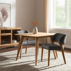 Set of Two Gray And Walnut Upholstery And Solid Wood Partially Open Back Dining Side Chairs