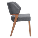 Set of Two Gray And Walnut Upholstery And Solid Wood Partially Open Back Dining Side Chairs