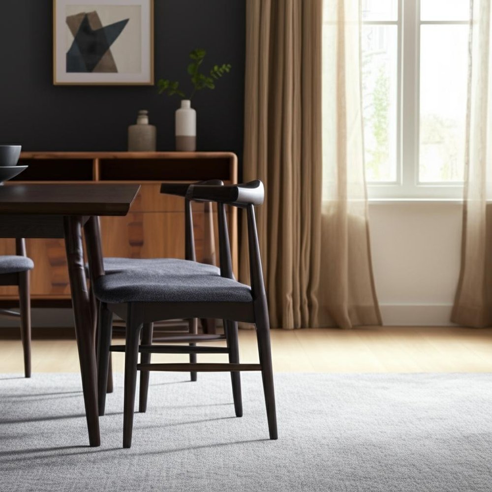 Set of Two Gray And Espresso Fabric And Solid Wood Open Back Dining Side Chairs
