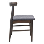 Set of Two Gray And Espresso Fabric And Solid Wood Open Back Dining Side Chairs