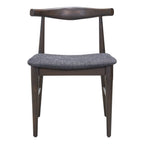 Set of Two Gray And Espresso Fabric And Solid Wood Open Back Dining Side Chairs