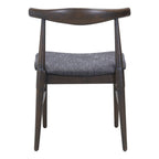 Set of Two Gray And Espresso Fabric And Solid Wood Open Back Dining Side Chairs