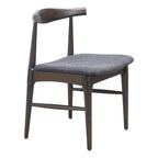 Set of Two Gray And Espresso Fabric And Solid Wood Open Back Dining Side Chairs