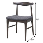 Set of Two Gray And Espresso Fabric And Solid Wood Open Back Dining Side Chairs