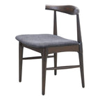 Set of Two Gray And Espresso Fabric And Solid Wood Open Back Dining Side Chairs