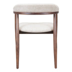 Beige And Walnut Upholstery And Solid Wood Open Back Dining Arm Chair