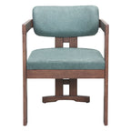 Gray And Walnut Upholstery And Solid Wood Open Back Dining Arm Chair