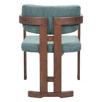 Gray And Walnut Upholstery And Solid Wood Open Back Dining Arm Chair