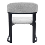 Gray And Black Faux Linen And Solid Wood Open Back Dining Arm Chair