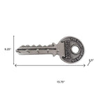 16" Silver Five Hook Wall Mount Key Shaped Coat Rack