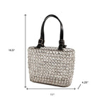 11" Black And Silver Crystals And Metal Magazine Holder