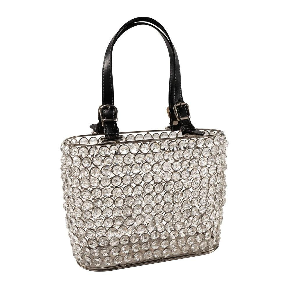 11" Black And Silver Crystals And Metal Magazine Holder