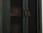 72" Brown and Black Distressed Wood Dining Hutch With Two Doors