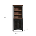 72" Brown and Black Distressed Wood Dining Hutch With Two Doors