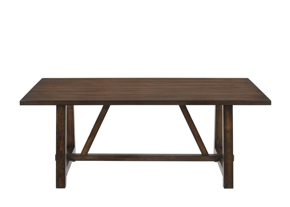 72" Dark Brown Wood Trestle Base Dining Table