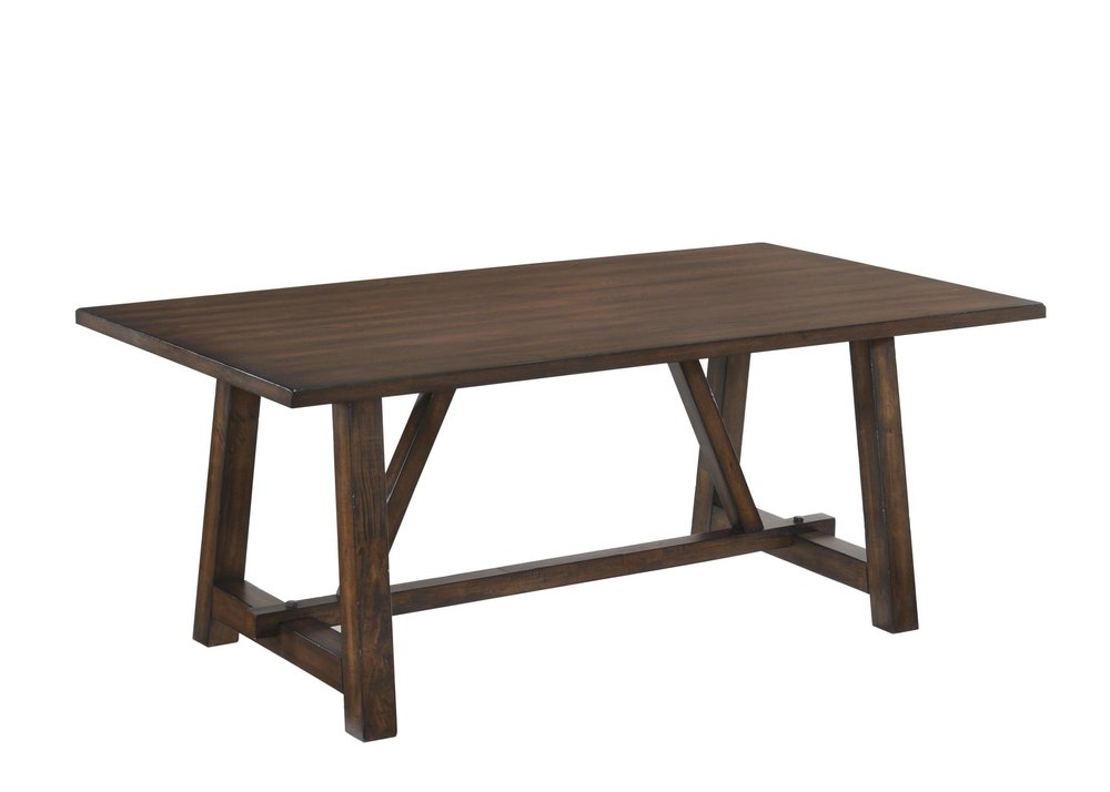 72" Dark Brown Wood Trestle Base Dining Table
