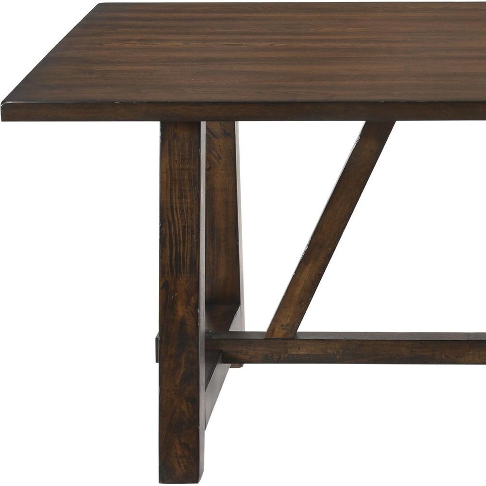 72" Dark Brown Wood Trestle Base Dining Table