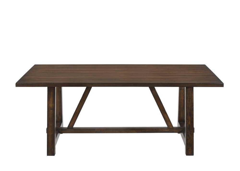72" Dark Brown Wood Trestle Base Dining Table