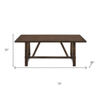 72" Dark Brown Wood Trestle Base Dining Table