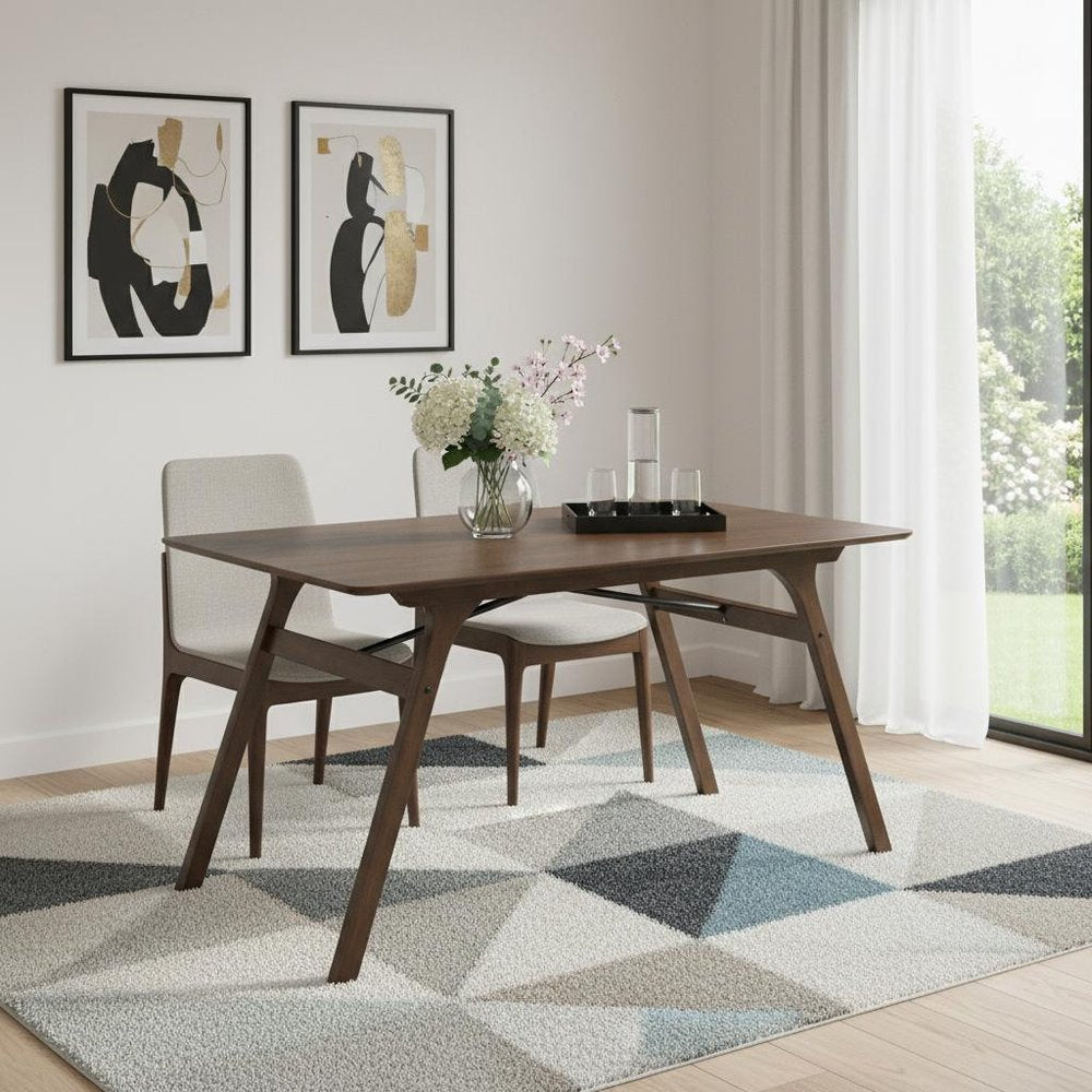 59" Walnut Wood Dining Table