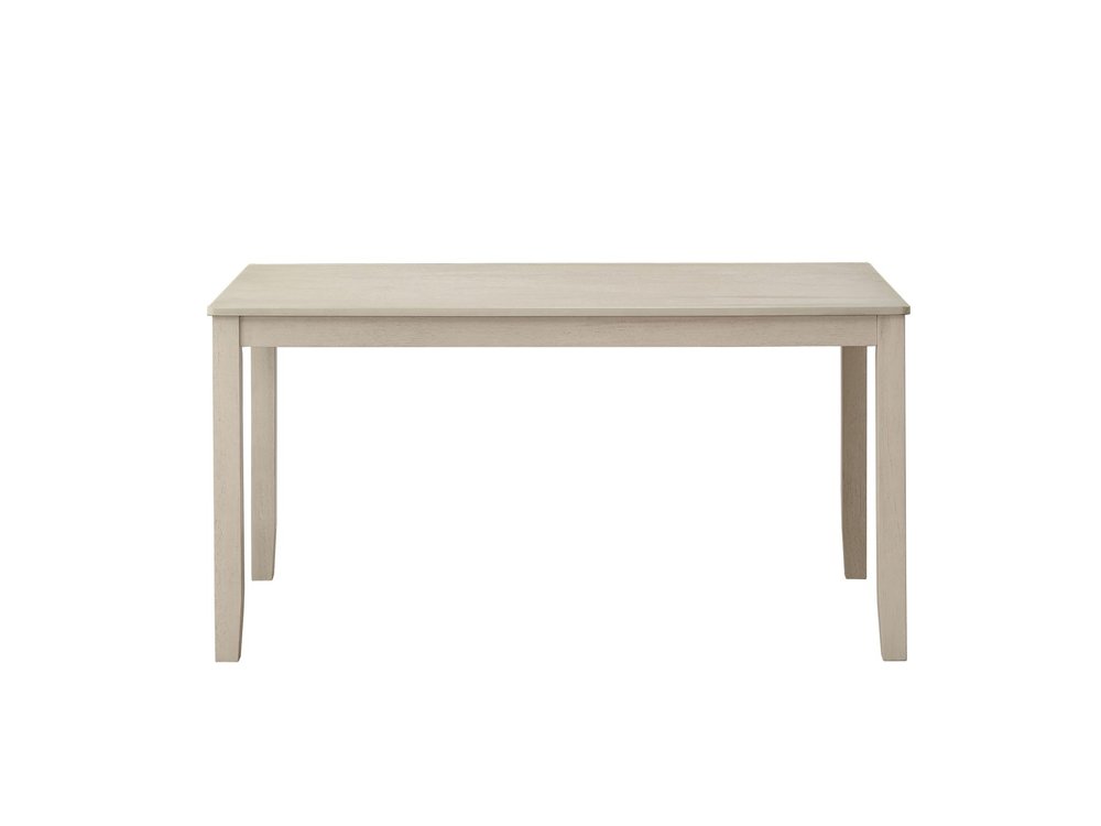 59" Antiqued White Wood Dining Table