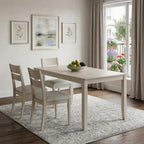 59" Antiqued White Wood Dining Table