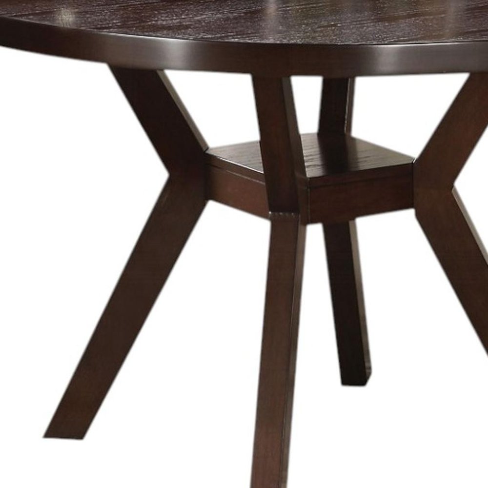 48" Espresso Wood Round Top Dining Table