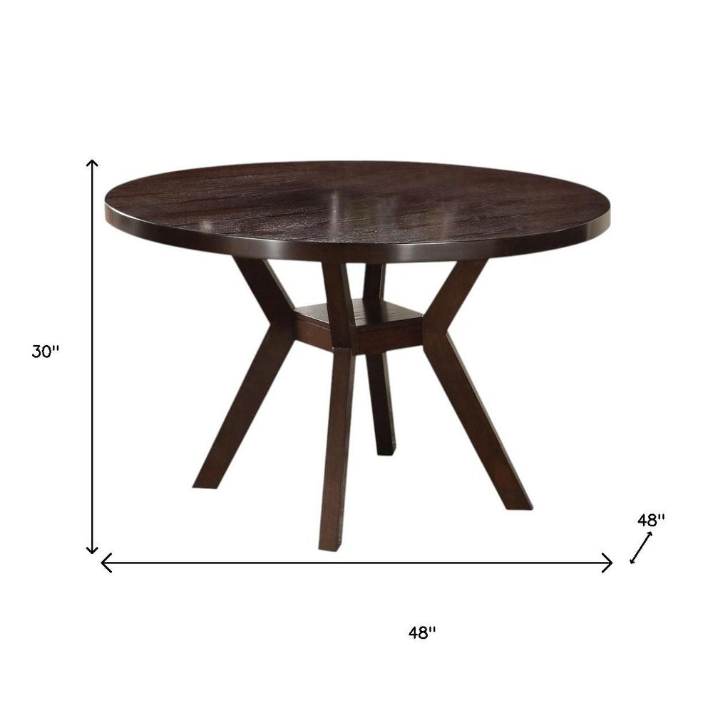 48" Espresso Wood Round Top Dining Table