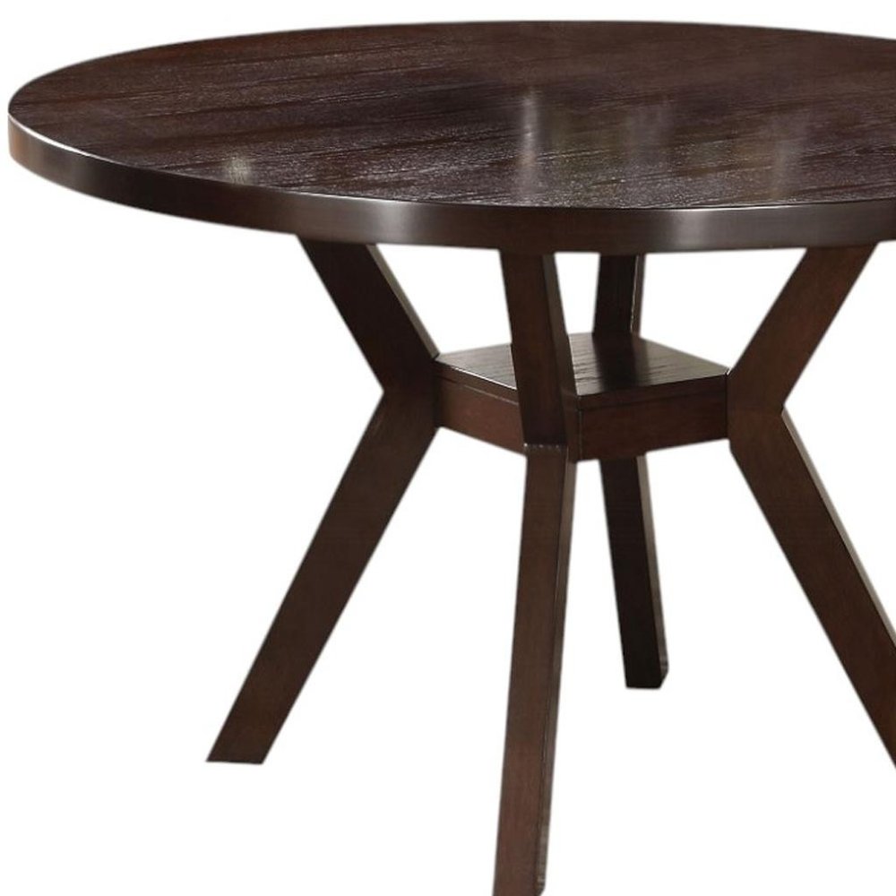 48" Espresso Wood Round Top Dining Table