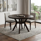 48" Espresso Wood Round Top Dining Table