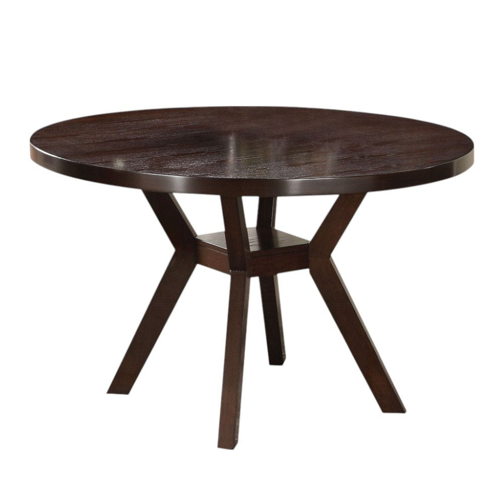 48" Espresso Wood Round Top Dining Table