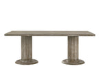84" Gray Wood Double Pedestal Base Dining Table