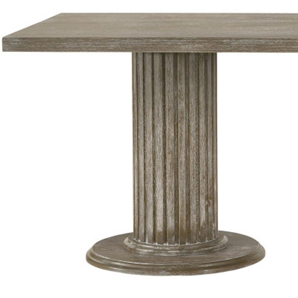 84" Gray Wood Double Pedestal Base Dining Table