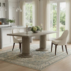 84" Gray Wood Double Pedestal Base Dining Table