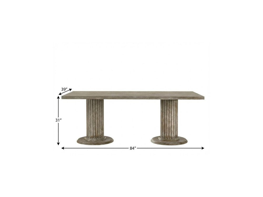 84" Gray Wood Double Pedestal Base Dining Table