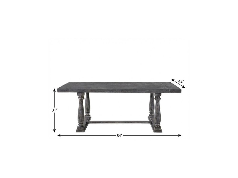 84" Brown Solid Wood Trestle Base Dining Table