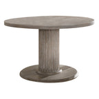 47" Gray Wood Pedestal Base Round Top Dining Table