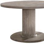47" Gray Wood Pedestal Base Round Top Dining Table
