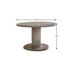 47" Gray Wood Pedestal Base Round Top Dining Table