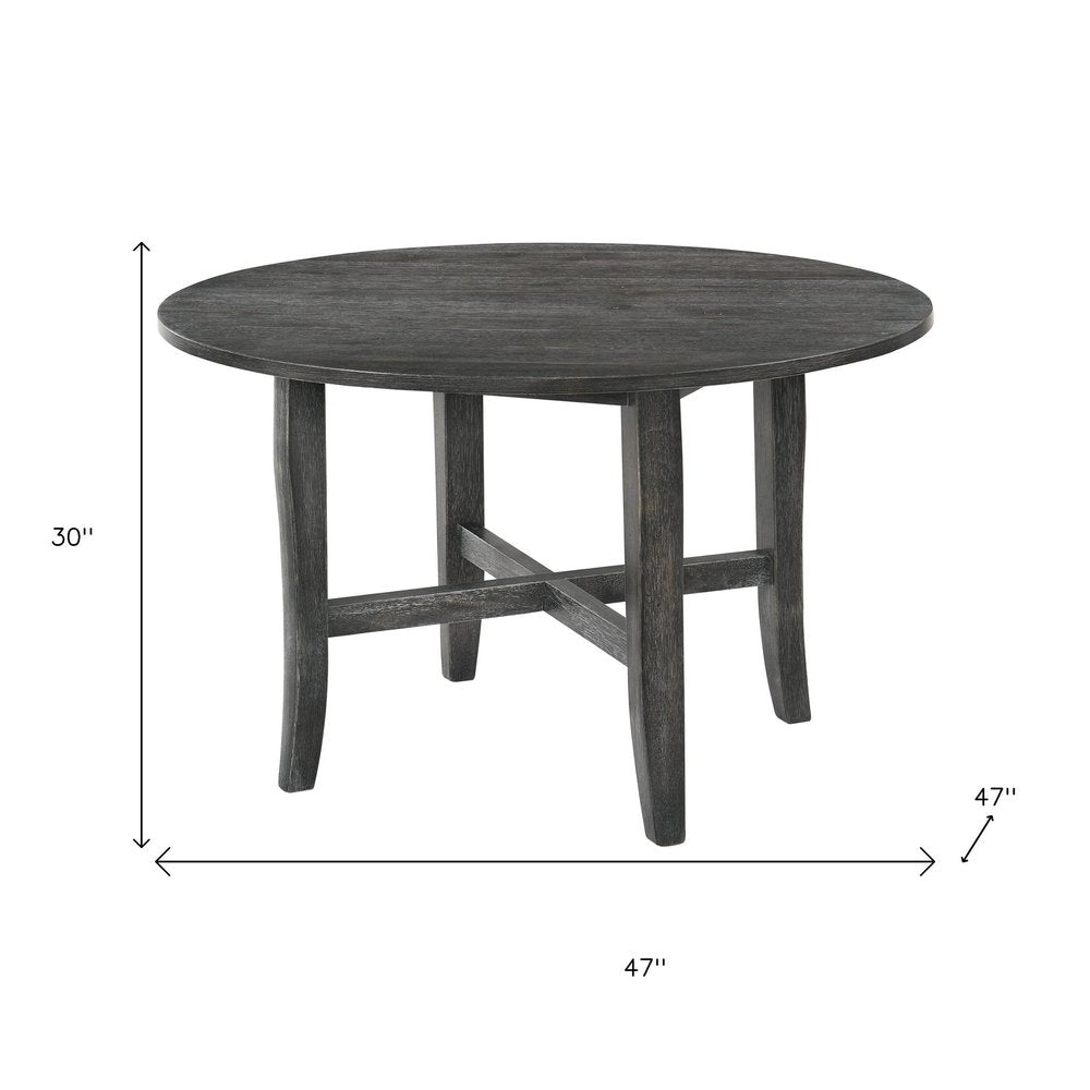 47" Gray Wood Round Top Dining Table