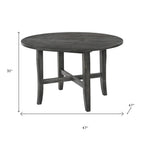 47" Gray Wood Round Top Dining Table