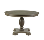 48" Gray Wood Pedestal Base Round Top Dining Table
