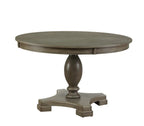 48" Gray Wood Pedestal Base Round Top Dining Table