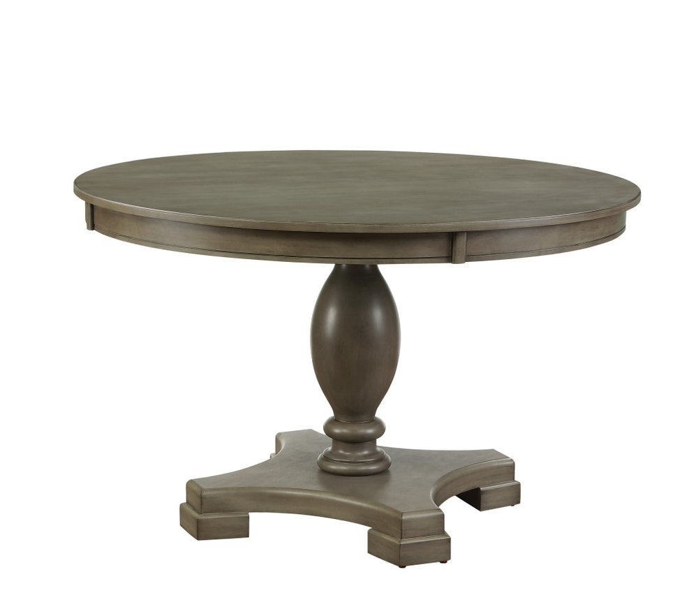 48" Gray Wood Pedestal Base Round Top Dining Table